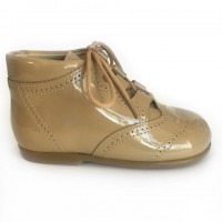 185-E Nens Camel Patent Lace up Brogue Boot